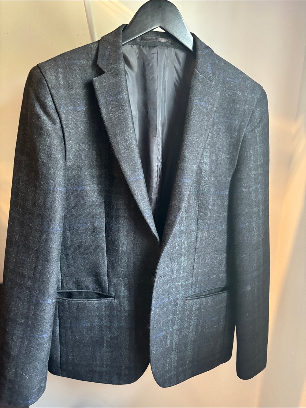 Simons - Marinella Uomo Black/Charcoal Plaid Wool Blend Blazer 40R